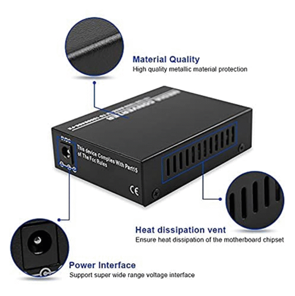 FibreCart 10/100/1000Mbps RJ45 to Fiber SFP Media Converter, (1 Pair) - Image 2