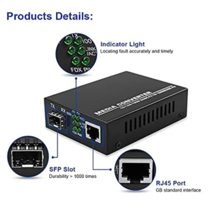 FibreCart 10/100/1000Mbps RJ45 to Fiber SFP Media Converter, (1 Pair)