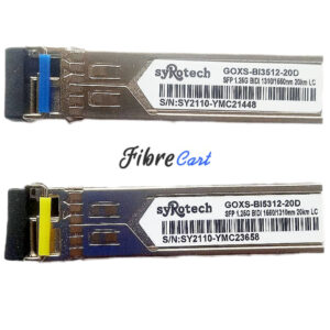 Syrotech SFP 1G BIDI SINGLE FIBER Module (GOXS-BI3512-20D and GOXS-BI5312-20D) SFP Module-1 Pair
